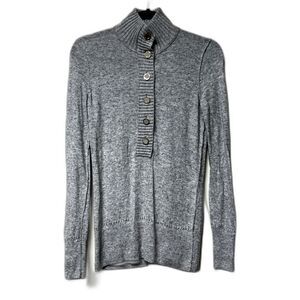 TORY BURCH Giselle Rib-Trim Cashmere Blend Mock Neck Sweater, Sz XS